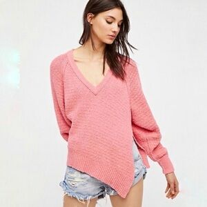 Free People West Coast Asymmetrical V-Neck Sweater